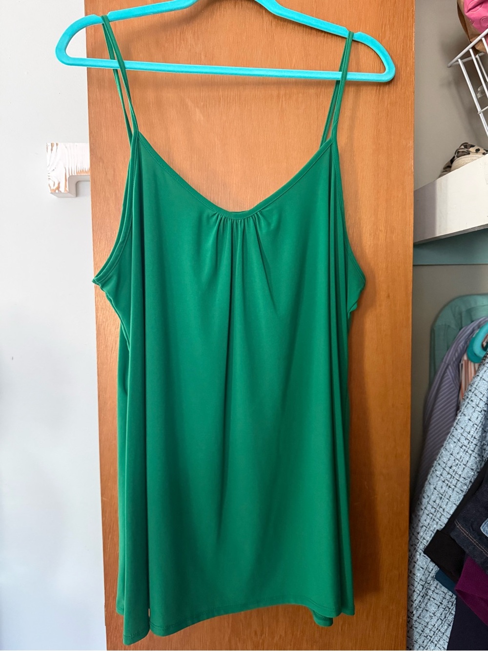 Green Spaghetti Strap Slip Tank